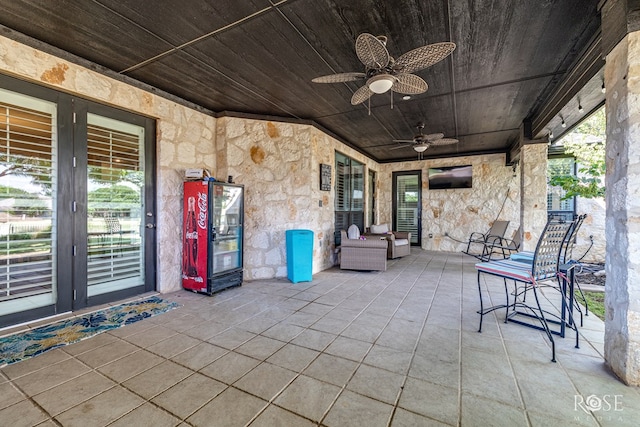 2141 Valleyview Dr, San Angelo, TX 76904 - view of patio / terrace with french doors and ceiling fan