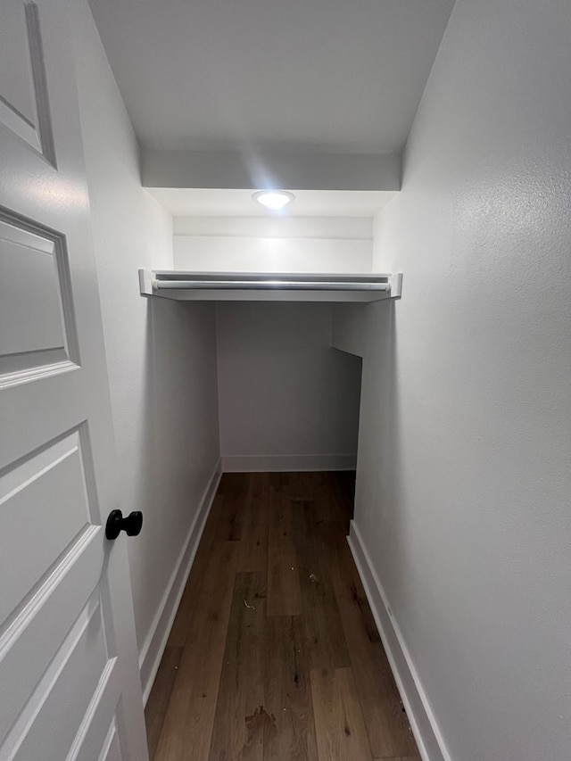 spacious closet with dark wood-type flooring