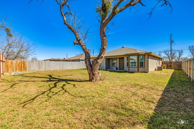 view of yard featuring a fenced backyard