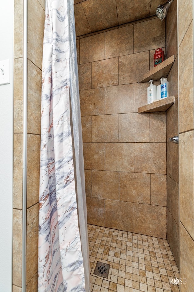 full bath with a shower stall