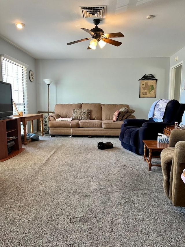2708 A & M Ave, San Angelo, TX 76904 - living room featuring carpet and ceiling fan