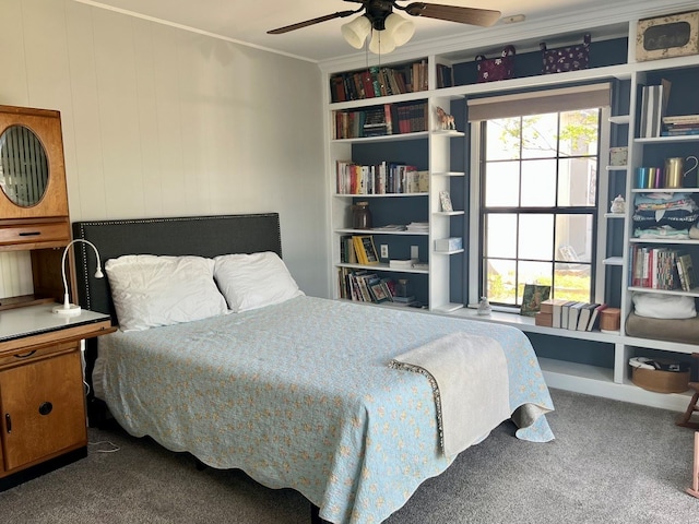 2708 A & M Ave, San Angelo, TX 76904 - carpeted bedroom featuring crown molding and a ceiling fan