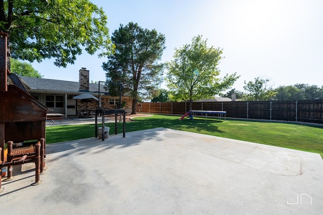 view of patio featuring a trampoline