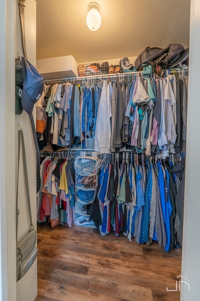 walk in closet featuring wood finished floors