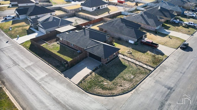 aerial view with a residential view