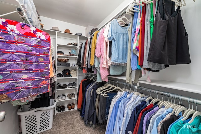 walk in closet featuring carpet