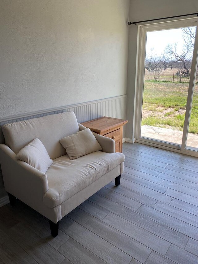 living area featuring a wealth of natural light and light wood-type flooring