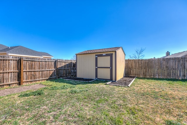 view of outbuilding with a lawn