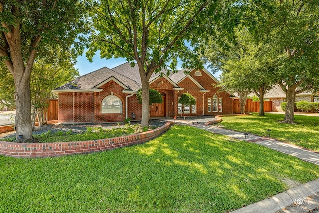 ranch-style home featuring a front yard