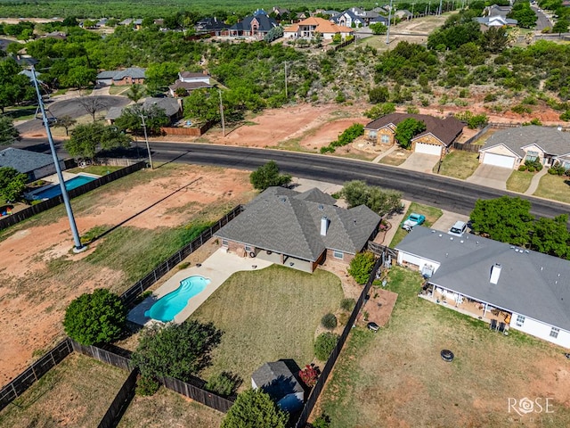 aerial view with a residential view