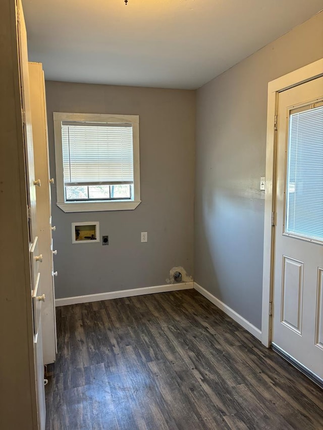 laundry room featuring dark hardwood / wood-style floors, hookup for a washing machine, and electric dryer hookup