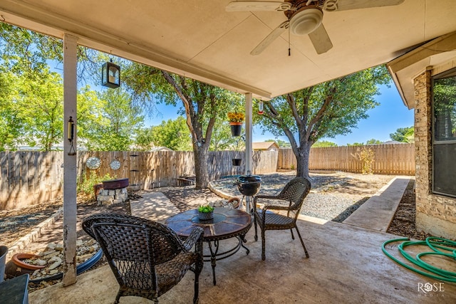 view of patio with ceiling fan