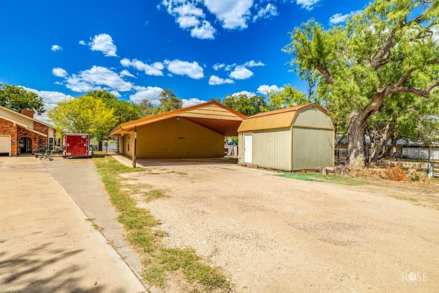 exterior space with a storage unit