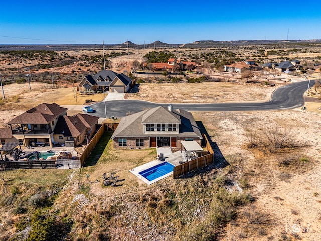 aerial view featuring a mountain view