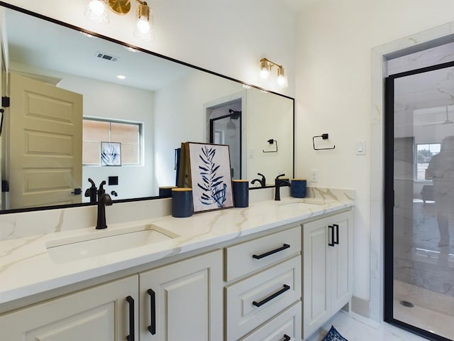 3608 Clearview Dr, San Angelo, TX 76904 - full bathroom featuring double vanity and a shower stall