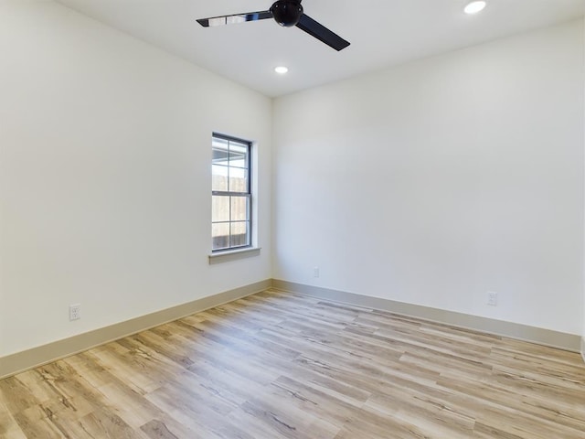 3608 Clearview Dr, San Angelo, TX 76904 - empty room featuring a ceiling fan, recessed lighting, and wood finished floors