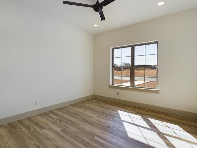 3608 Clearview Dr, San Angelo, TX 76904 - empty room with plenty of natural light, wood finished floors, recessed lighting, and a ceiling fan