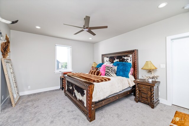 4992 Silver Creek Pass, San Angelo, TX 76904 - bedroom with carpet flooring, recessed lighting, and a ceiling fan
