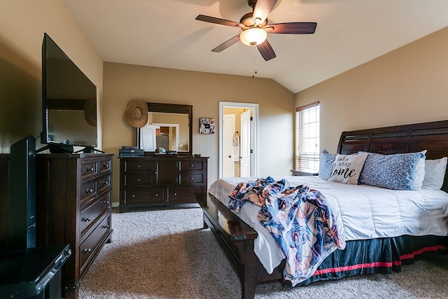 7805 Elk Run, San Angelo, TX 76901 - carpeted bedroom featuring vaulted ceiling and ceiling fan
