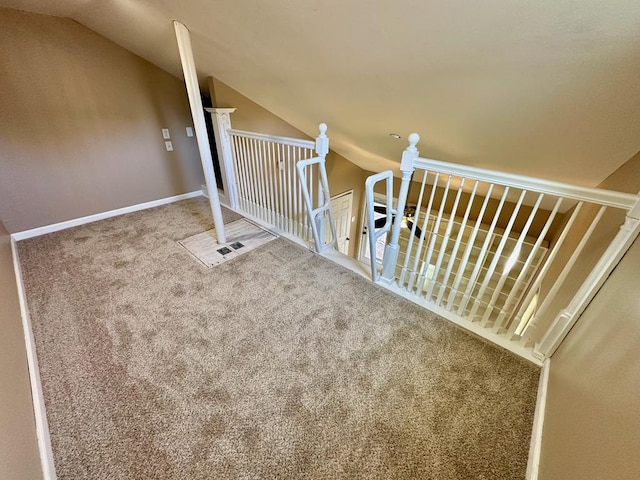 5202 Beverly Dr, San Angelo, TX 76904 - stairway with lofted ceiling and carpet flooring