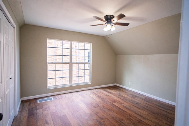 1521 S Jackson St, San Angelo, TX 76904 - additional living space featuring lofted ceiling, ceiling fan, wood finished floors, and baseboards