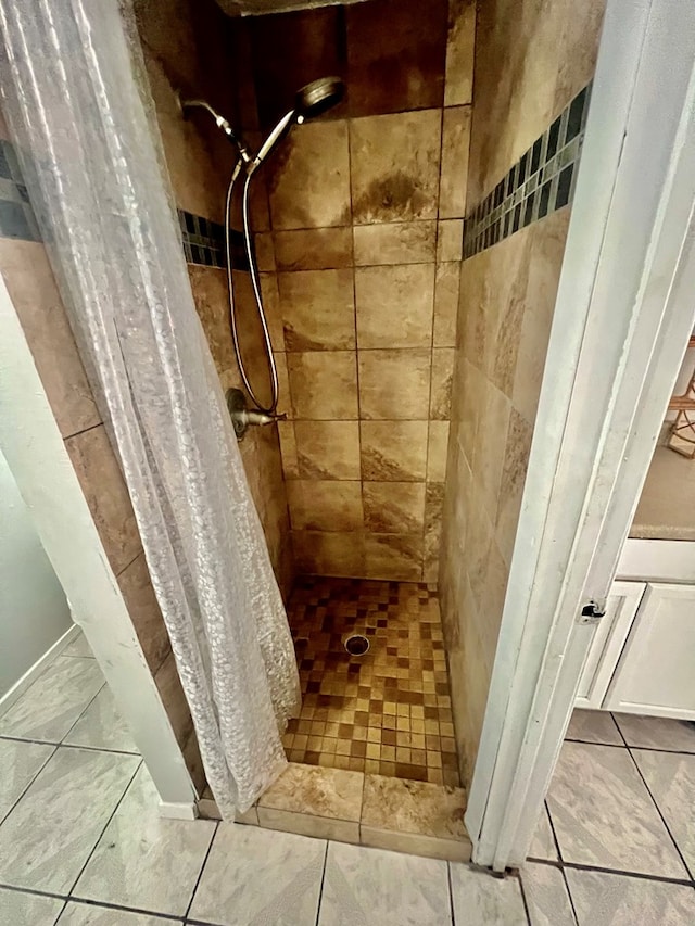 bathroom with a shower with curtain