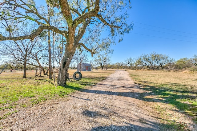 view of road with a rural view