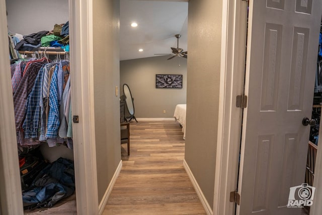 hallway featuring light wood-type flooring