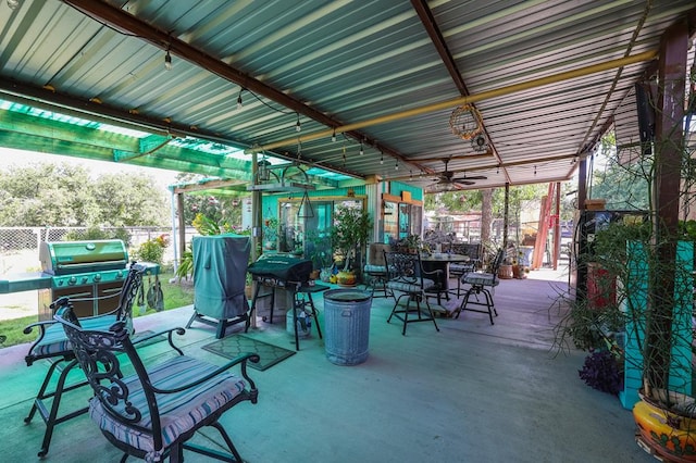 view of patio / terrace featuring a grill