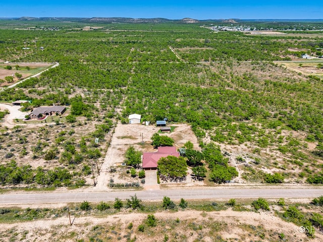 bird's eye view featuring a mountain view and a rural view