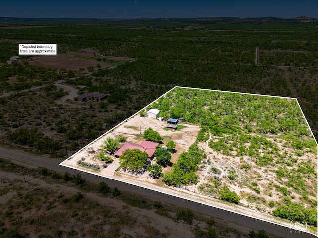 aerial view featuring a rural view