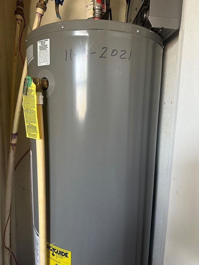 utility room featuring water heater