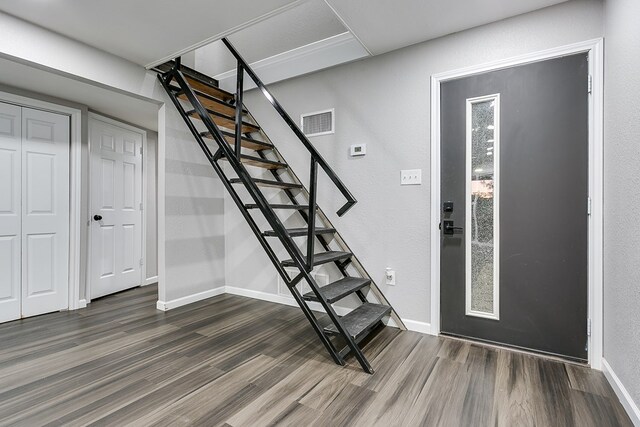 entrance foyer with dark wood-type flooring