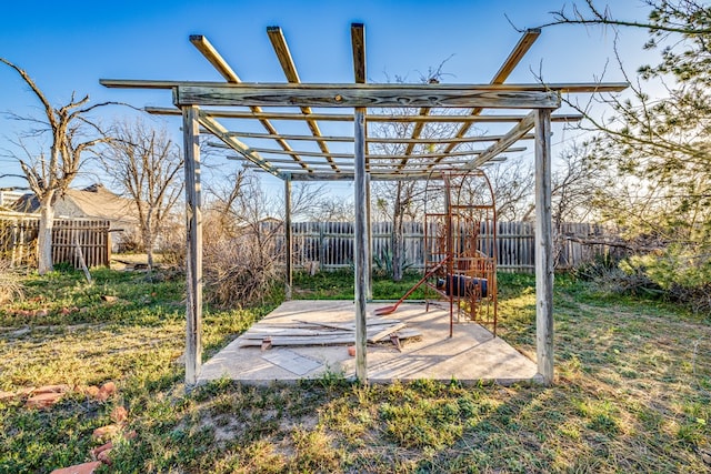 219 Bird St, San Angelo, TX 79603 - view of yard with a patio, a pergola, and fence