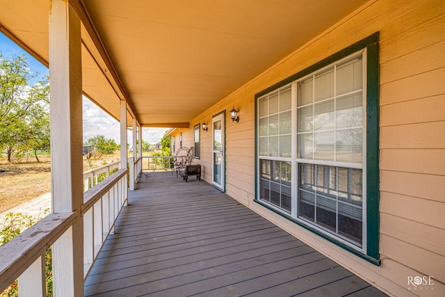 deck featuring a porch