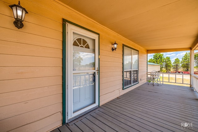deck featuring a porch