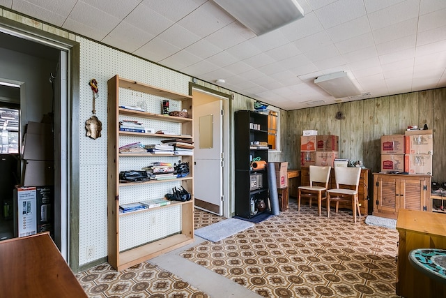 interior space with wooden walls