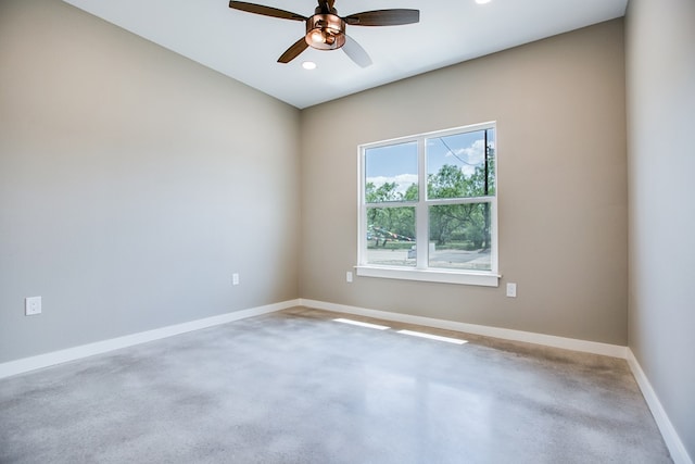 2114 Deaton St, San Angelo, TX 76903 - spare room with a ceiling fan, concrete flooring, baseboards, and recessed lighting