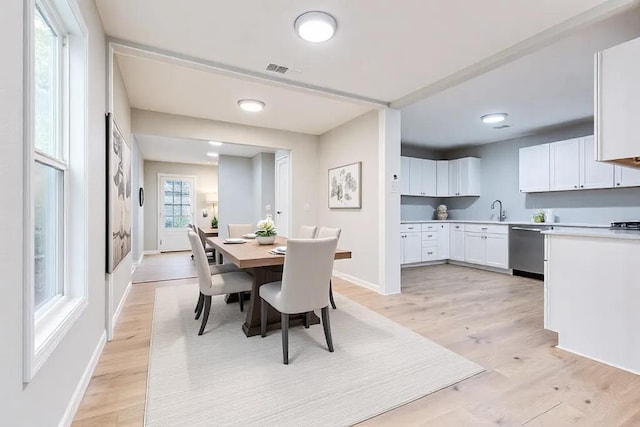 206 N Montague Ave, San Angelo, TX 76905 - dining area featuring visible vents, light wood finished floors, and baseboards