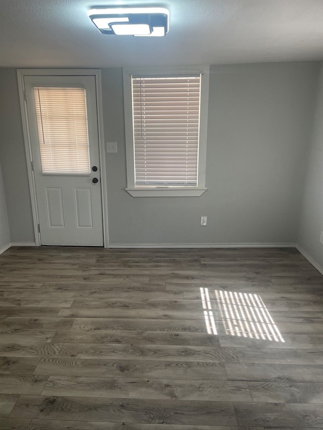 foyer with dark hardwood / wood-style floors