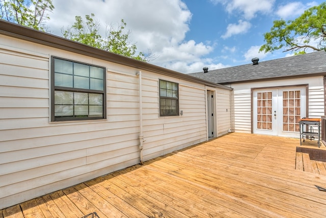 wooden deck with french doors