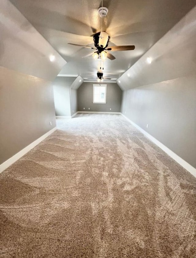 1958 Beaty Rd, San Angelo, TX 76904 - bonus room featuring lofted ceiling, a ceiling fan, baseboards, and carpet flooring