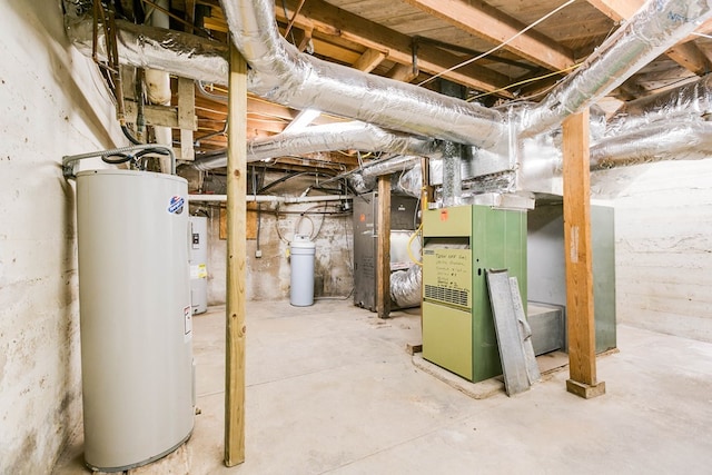 basement with electric water heater