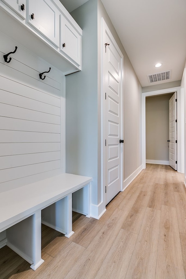 mudroom featuring light hardwood / wood-style floors