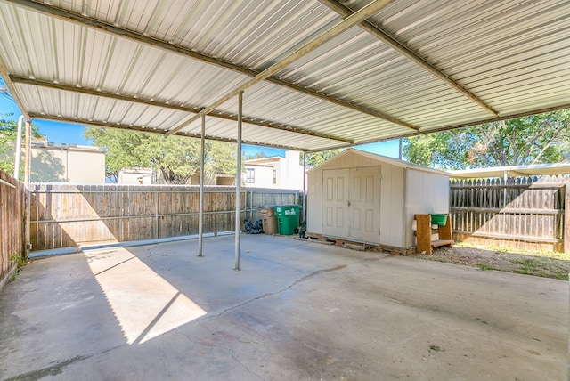 view of patio / terrace with a storage unit