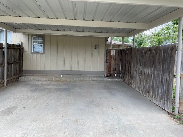 garage with a carport