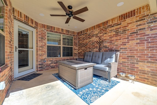 4137 Sedona Trl, San Angelo, TX 76904 - view of patio / terrace with outdoor lounge area and ceiling fan