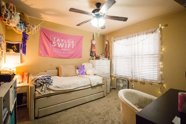 4154 Huntleigh Dr, San Angelo, TX 76904 - carpeted bedroom featuring a ceiling fan