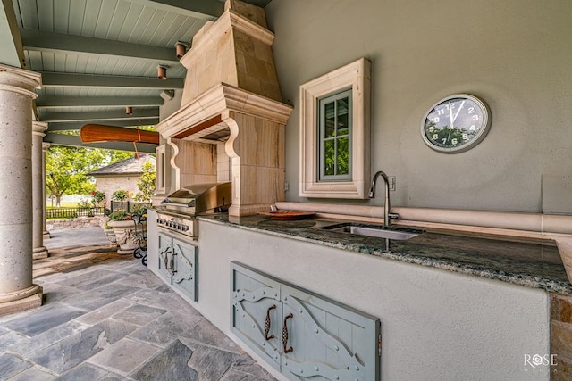 view of patio / terrace with area for grilling, grilling area, and sink