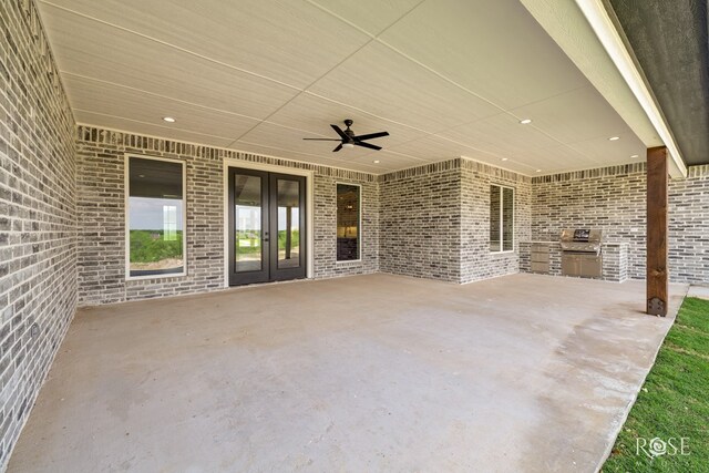 2734 Oak Hills Trl, San Angelo, TX 76904 - view of patio / terrace featuring french doors and ceiling fan